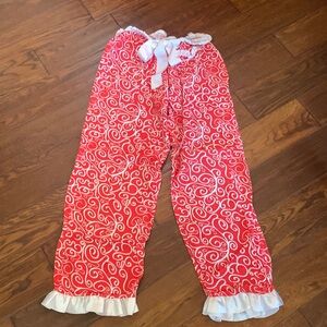 Mud pie PJ bottoms with satin ruffle detail; size Medium